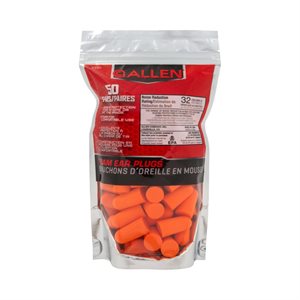 ALLEN Orange Foam Ear Plugs,50 Pair Per Bag
